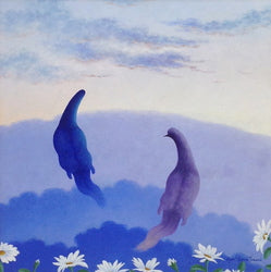 Jean-Pierre Theard 24"x24" Dos palomas voladoras Óleo sobre Masonite #9301GN-HA