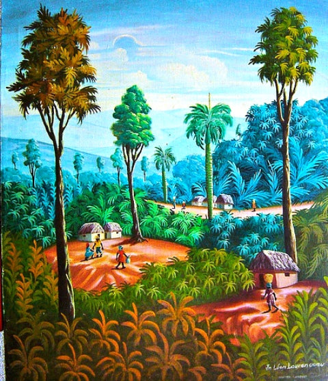 Jean-Leon Laurenceau 24"x20" Escena rural Óleo sobre lienzo #2-2-95MFN