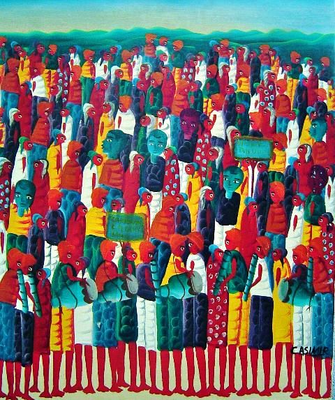 CASIMIR Laurent (1928-1990) 24"x20" Escena de mercado c1980 Óleo sobre lienzo #1-2-95MFN