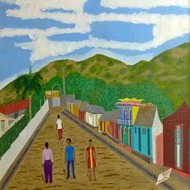 Philome Obin (1891-1986) 24"x30" Escena rural Óleo a bordo #2601-GN-HA