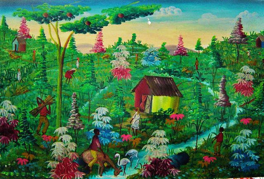 R. Zetrenne 12"x24" Escena rural Óleo sobre lienzo#2-2-95MFN
