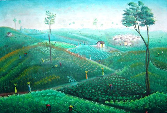 Marceau Sanon 22"x30" Escena rural Óleo sobre lienzo #1-2-95MFN