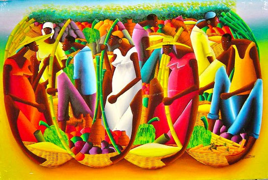 Jacques Louissaint 24"x36" Comerciantes Óleo sobre lienzo#6-2-95MFN