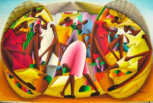 Jacques Louissaint 24"x36" Comerciantes Óleo sobre lienzo #5-2-95MFN