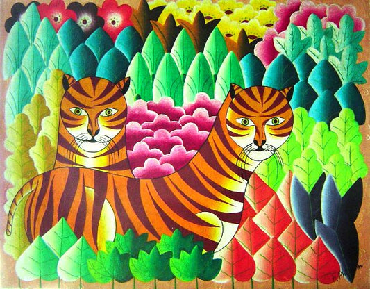 Fritz Philemon 16"x20" Escena de la selva Óleo sobre lienzo #1-2-95MFN