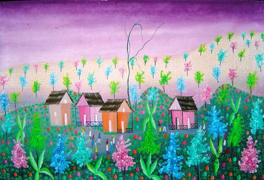 Emmanuel Jn-Baptiste Jean 24"x18" Escena rural Óleo sobre lienzo #1-2-95MFN