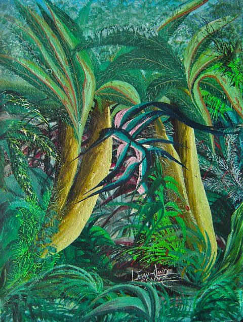 Jn-Claude Louissaint (Dcd) 16"x12" Árboles Óleo sobre lienzo #1-2-95MFN