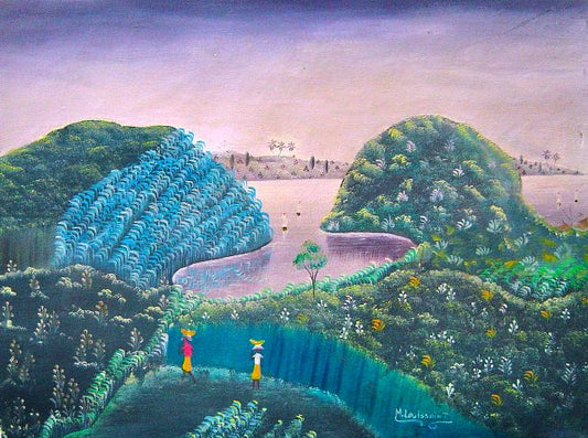 Michel Louissaint 12"x16" Paisaje Óleo sobre lienzo #1-2-95MFN